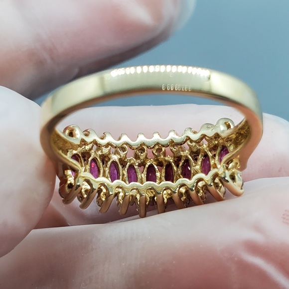 1.73ctw Ruby & Diamond Band Ring 14k solid Gold - Picture 12 of 13